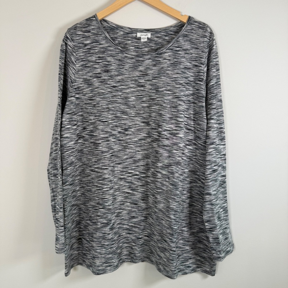 Pure Jill J. Jill 100% Cotton Black Space Long‎ Sleeve Pullover Shirt Top XL NWT